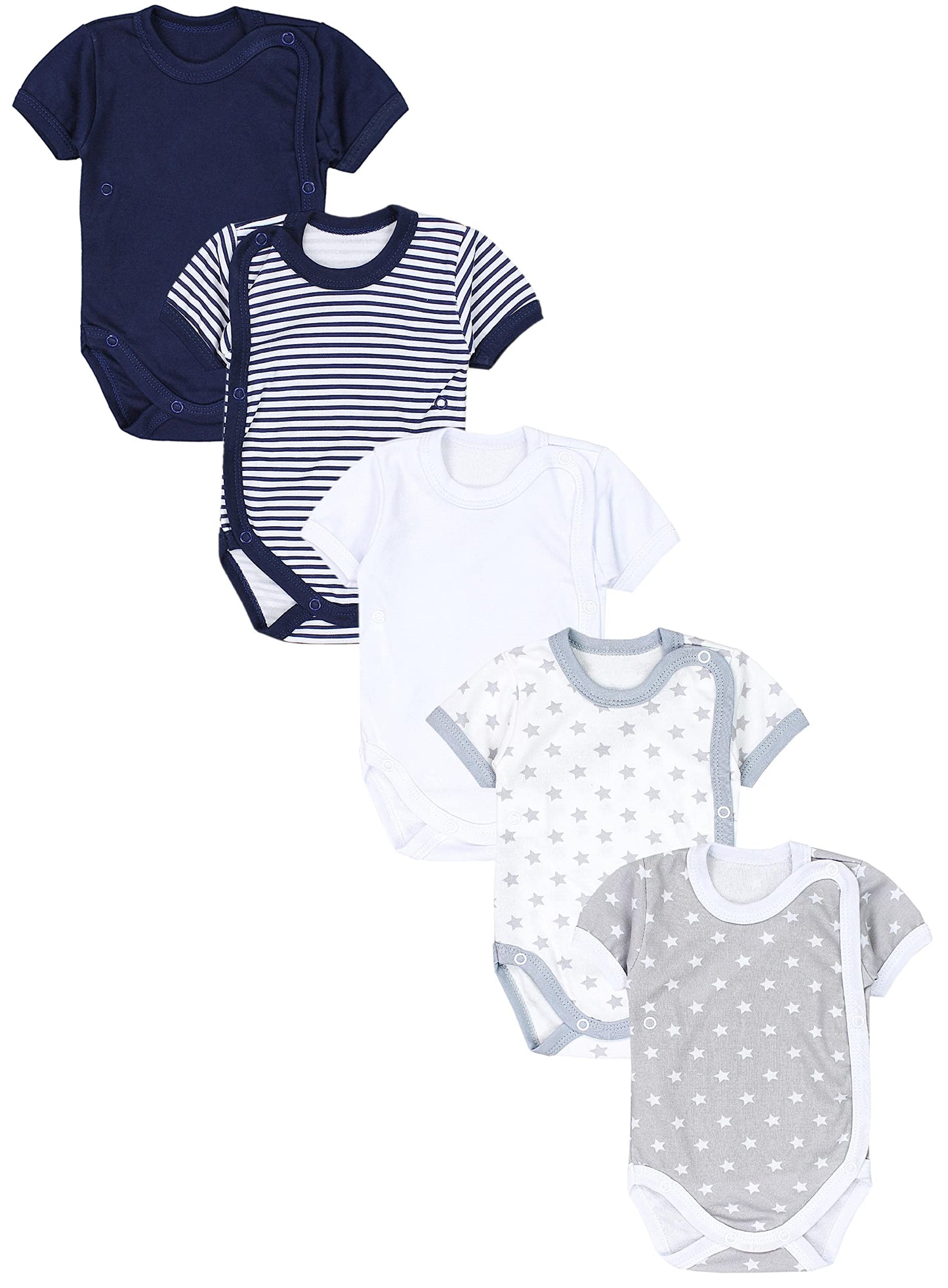 TupTam Baby Body Kurzarm Jungen – Wickelbody Kurzarm aus Baumwolle im 5er Set – OEKO-TEX Zertifiziert