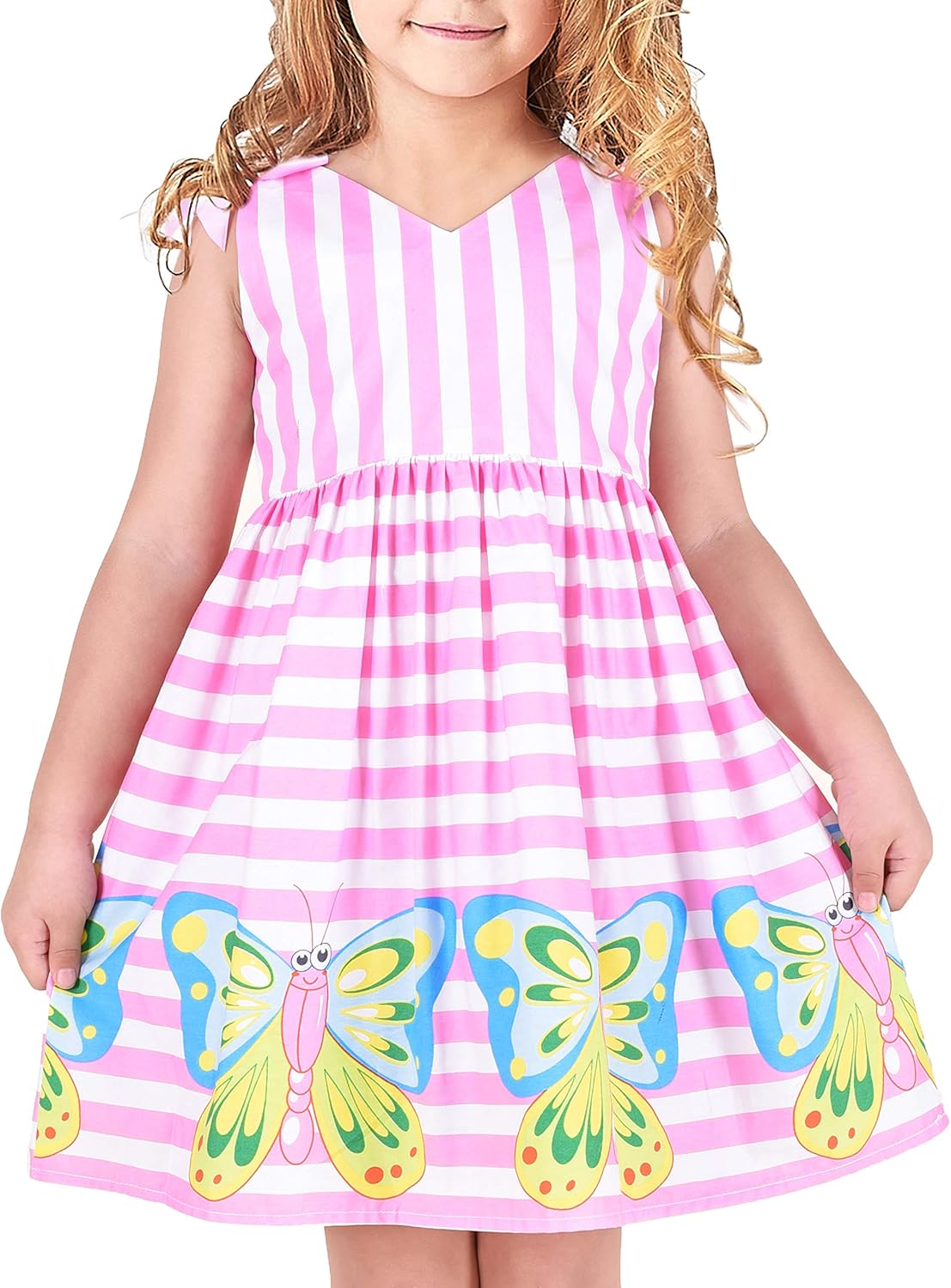 Sunny fashion girls' sleeveless polka dot dress rose garden green print size