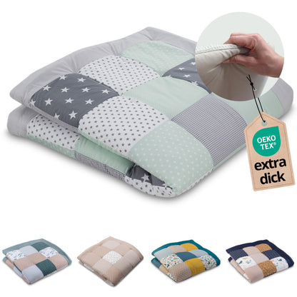 ULLENBOOM Krabbeldecke für Baby 100x100 cm, 100% OEKO-TEX Materialien, Made in EU, Dick & weich gepolstert, Sandblume - ideal als Babydecke, Laufgittereinlage & Spieldecke Baby - Meloni2