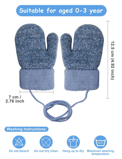 Becellen Baby Handschuhe Fäustlinge Winter, Kinder Warm Strickhandschuh Weich Niedlicher Handschuhe mit Schlüsselband für 0-3 Jahre Mädchen Junge