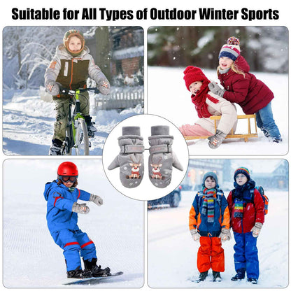CUINIUNAID Fausthandschuhe Kinder Fäustlinge Kinder Wasserdicht Warm Fleece Weihnachten Kinder Thermohandschuhe für 1-9 Jahre Winterhandschuhe Kinder Schneehandschuhe Kinder Ski Handschuhe
