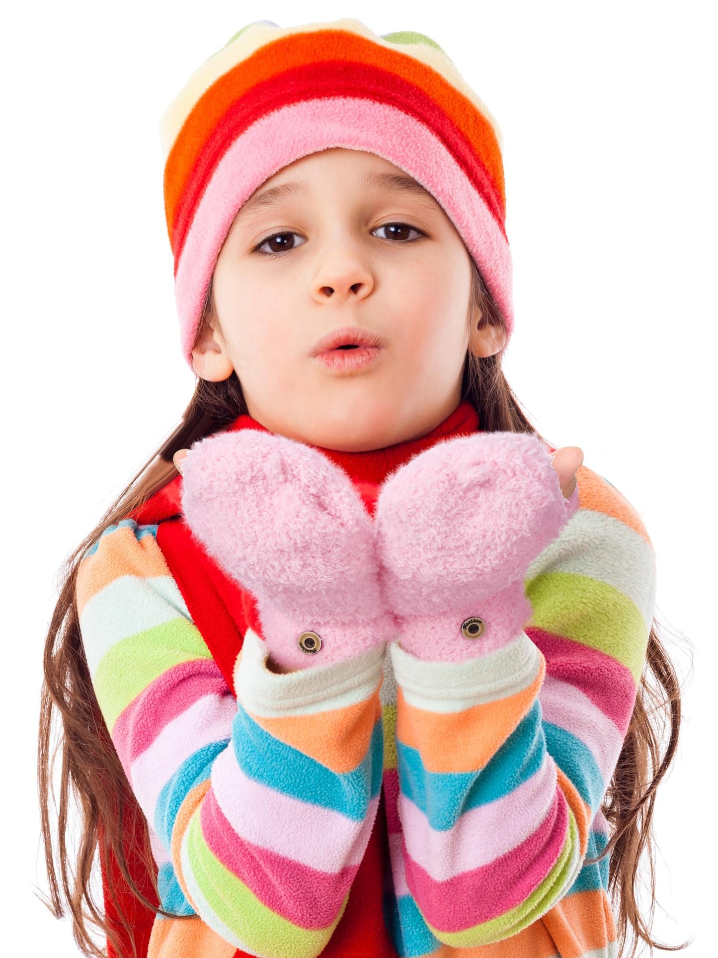 Geyoga 3er Pack Fingerlose Handschuhe mit Klappe Damen Winter Halbfinger Fäustlinge Handschuhe für Kinder