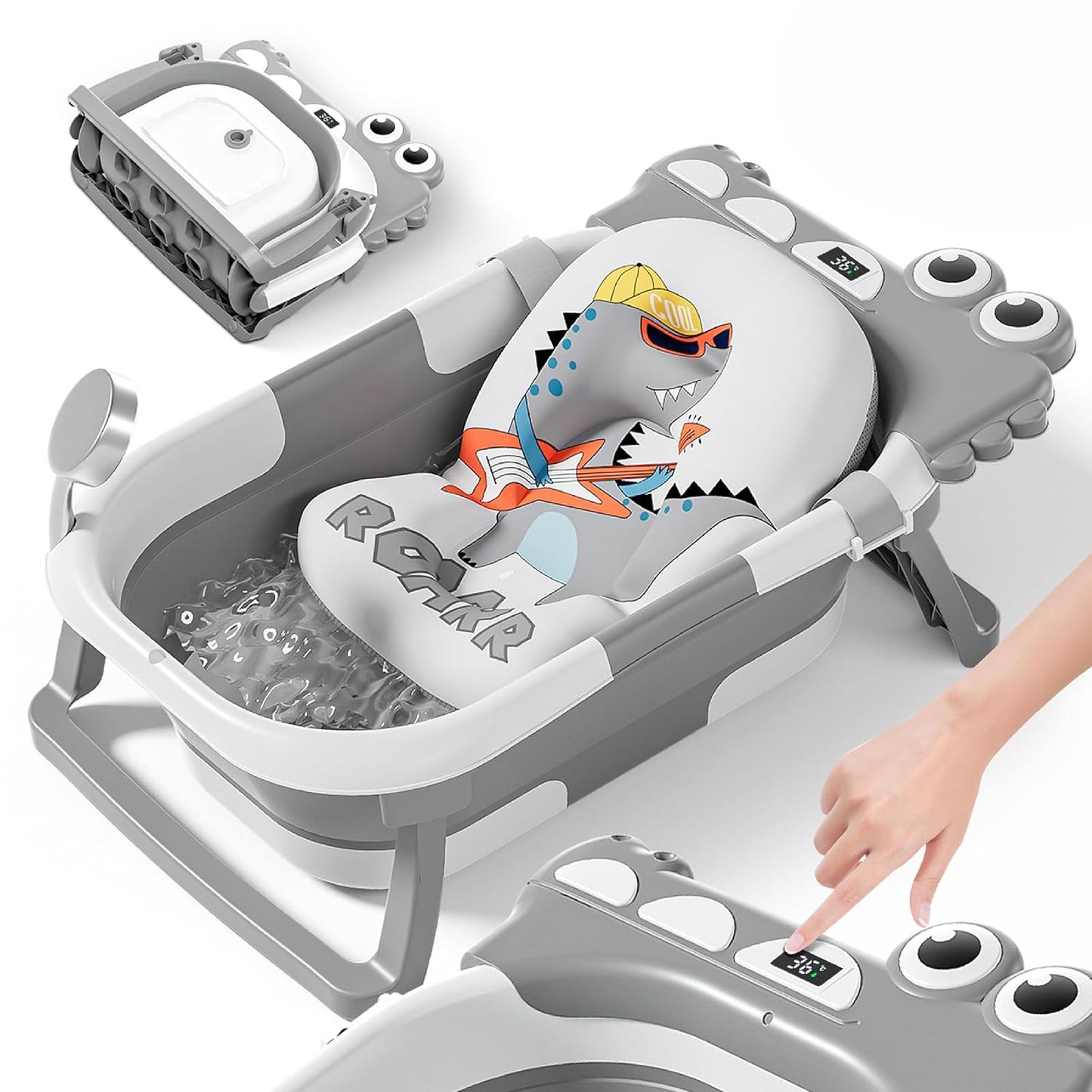 Faltbar Baby Badewanne Mit Rutschfestem Badewannensitz - Babywanne Xxl Mit Badethermometer - Von Der Geburt Bis 3 Jahre - Baby Bathtub - Babygeschenk - Geburtsgeschenke Für Mädchen & Jungen