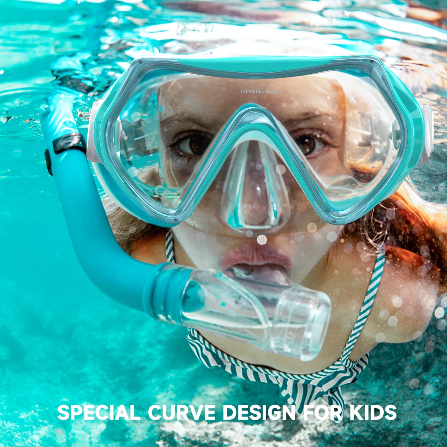 Findway Children's Diving Goggles, Swimming Goggles, Snorkel Mask for Boys Girls Teenagers, Diving Mask with Nose Cover, 180° Panorama, HD, Anti-Fog, Anti-Leak, Diving Goggles for Children 4-16 Years