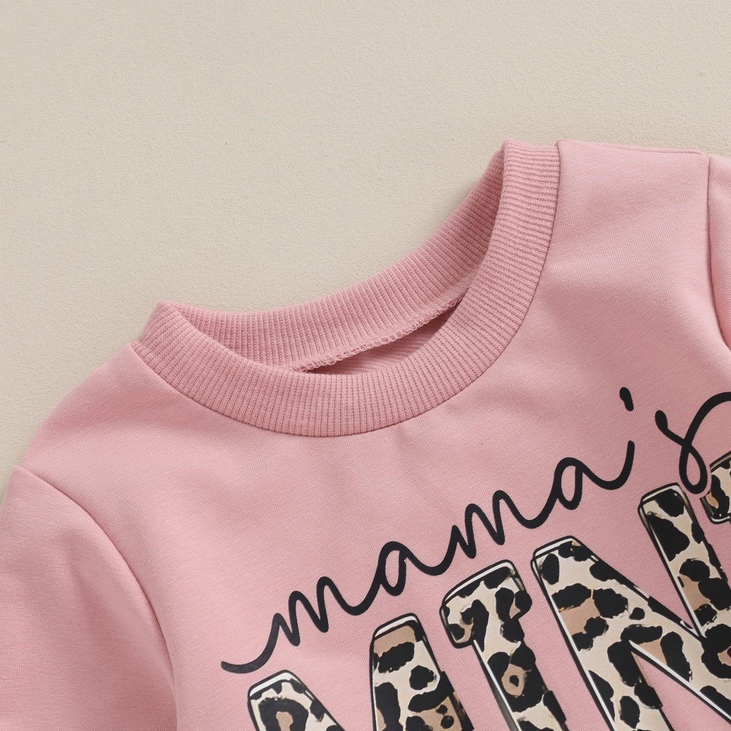Geagodelia Baby Mädchen Kleidung Outfit Set Langarm Sweatshirt + Leopard Hose Neugeborenen Weiche Baby Set Mama’s Mini 2-teilig