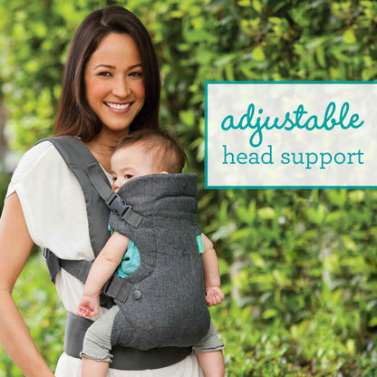 Infantino Flip Advanced 4-in-1 Babytrage, Ergonomisch, Umwandelbar, mit Blickrichtung Nach Innen und Außen, Vorne und Hinten Tragbar für Neugeborene bis Kleinkinder von 3,6-14,5 kg, Grau