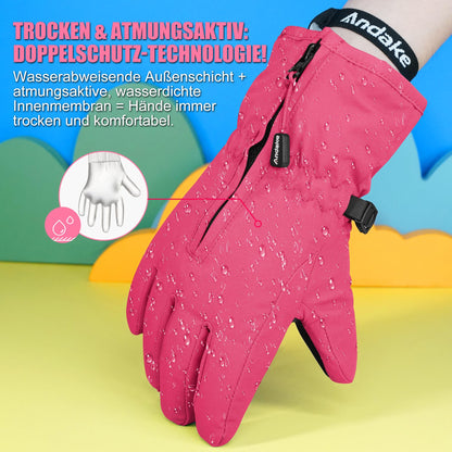 Andake Children's gloves, windproof, waterproof, warm winter gloves, skiing, outdoor sports, riding gloves, boys and girls
