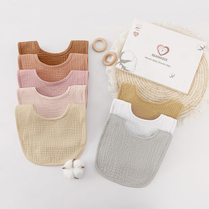 Bearmoss Lätzchen Baby Musselin Sabberlätzchen für Babys, 100% Baumwolle Quadratische Halstuch Baby Verstellbare Babylätzchen Weiche Sabberlätzchen für Junge und Mädchen,8 Stück