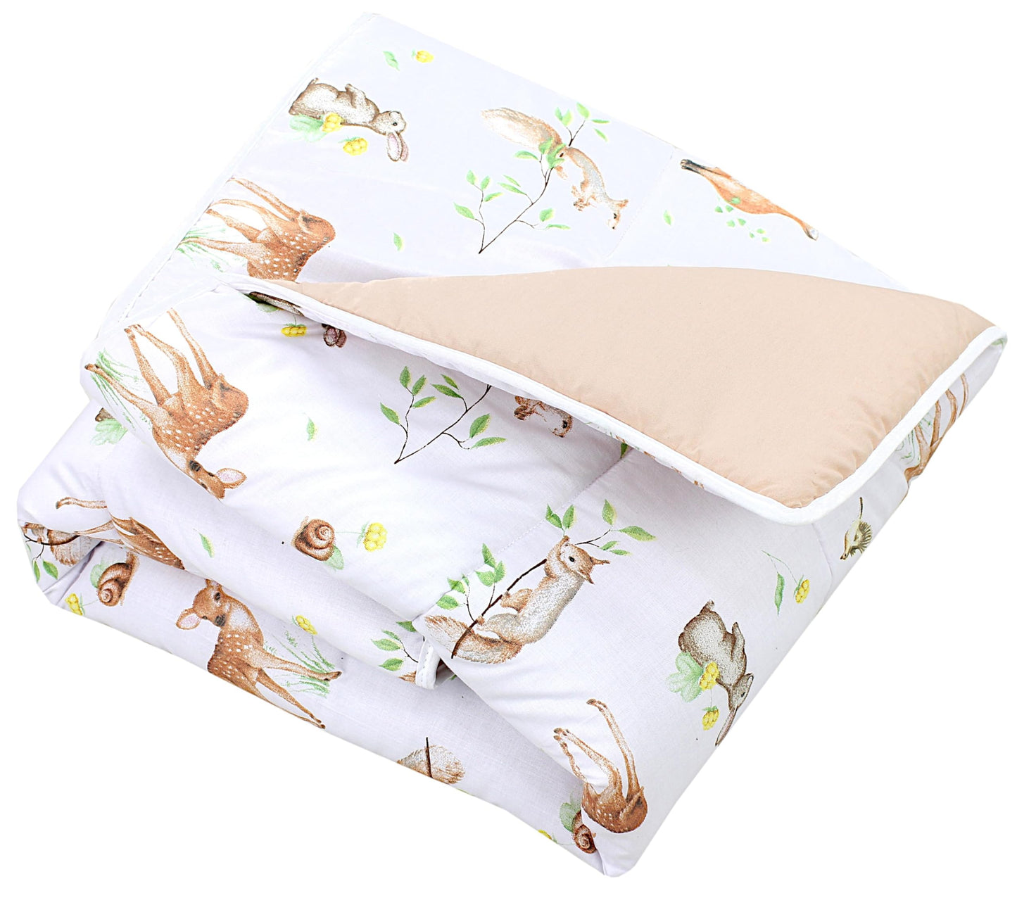 TupTam Krabbeldecke für Baby 120x120 cm - Gepolsterte Spieldecke Baby Baumwolle, XXL, OEKO-TEX, Weich & Hautfreundlich, Farbe: Wald/Beige - Meloni2