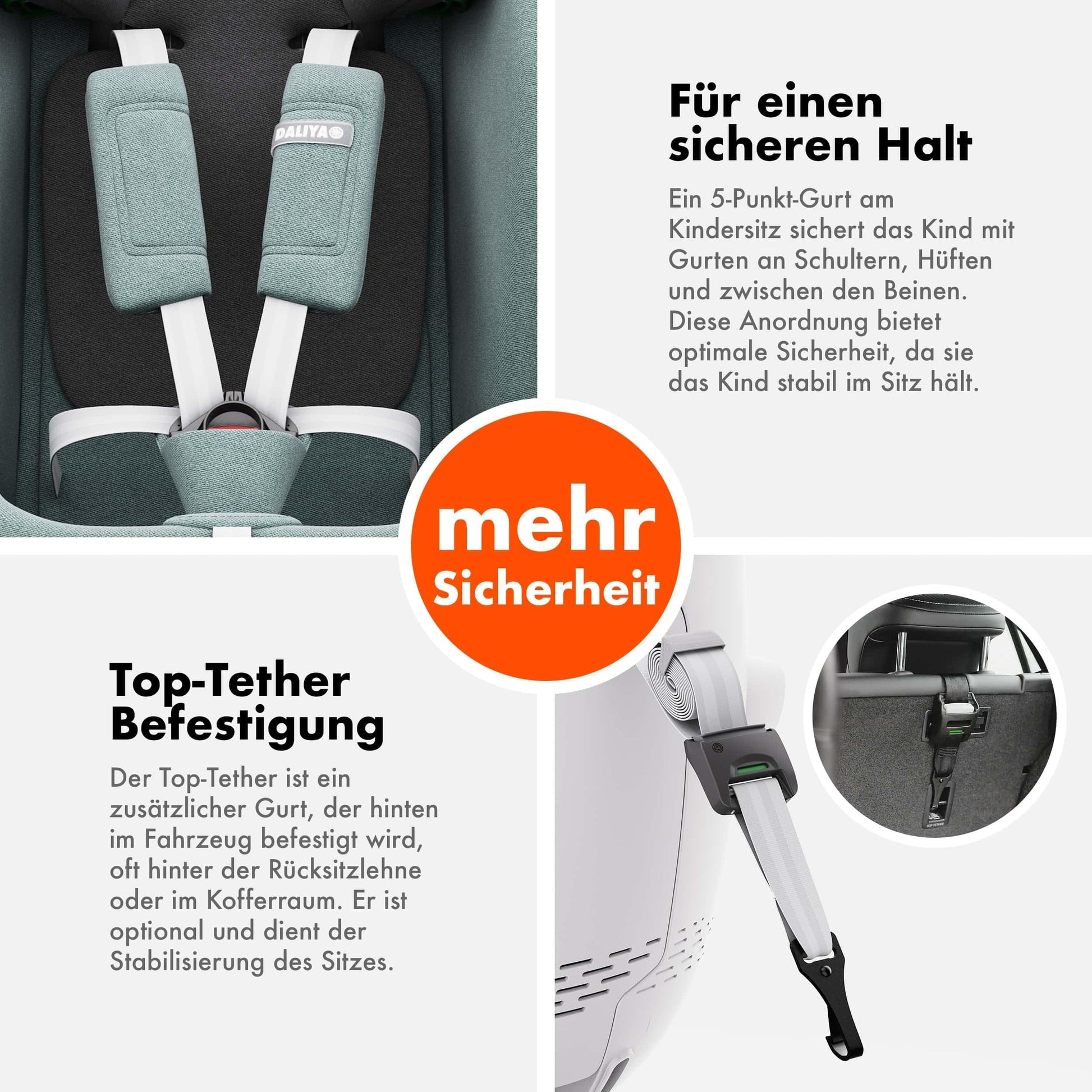 Daliya® Kindersitz ROTAZIONE | I-SIZE 40-150 cm | 8 Pos. | Isofix | (SIP) | Top Tether | 360° | 5 Punkt Gurt | Gruppe 0+ / I/II/III 0-36 KG | Neueste Zulassungs UN ECE Reg. 129 (Beige) - Meloni2
