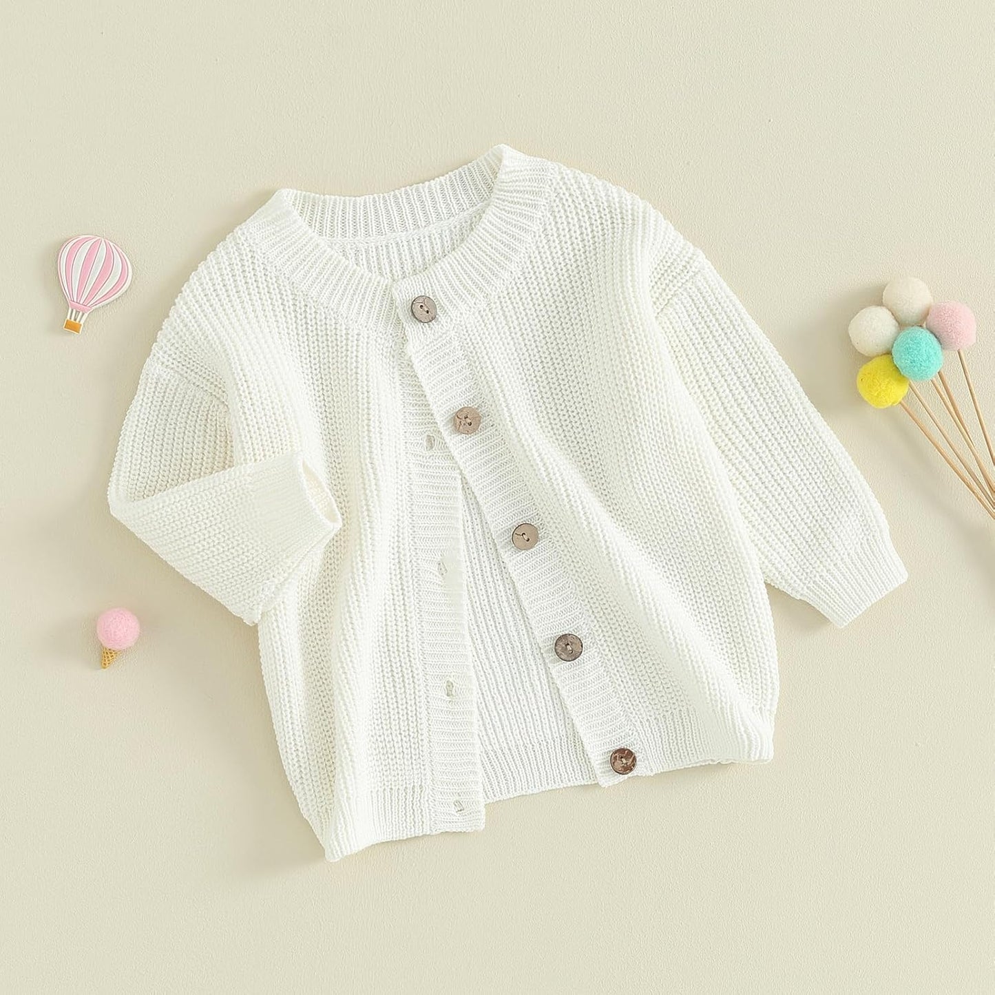 FOMOYUU Strickjacke für Kleinkinder und Neugeborene, Mädchen, langärmelig, Knopfleiste, Sweatshirt, Jacke, Herbst-Outfits