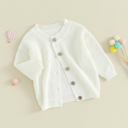 FOMOYUU Strickjacke für Kleinkinder und Neugeborene, Mädchen, langärmelig, Knopfleiste, Sweatshirt, Jacke, Herbst-Outfits