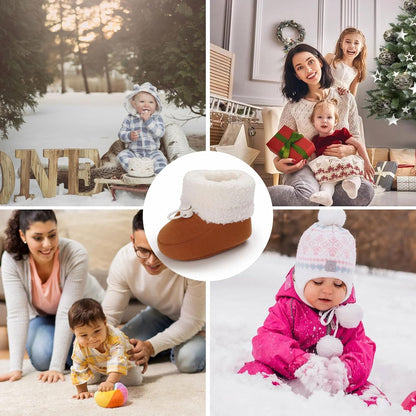 Baby Winter Shoes Warm Baby Shoes Winter Non-Slip Adjustable Newborn Snow Shoes First Walking Shoes Lined Thermal Fleece Crawling Shoes Slippers Winter Boots 0-18 Months 
