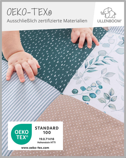 ULLENBOOM Krabbeldecke für Baby 100x100 cm, 100% OEKO-TEX Materialien, Made in EU, Dick & weich gepolstert, Sandblume - ideal als Babydecke, Laufgittereinlage & Spieldecke Baby