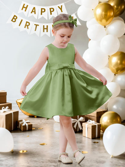 Baby Mädchen Kleid Satin Bowknot A-Linie Taufe Kleid Ärmellos Kleinkind Prinzessin Geburtstag Kleider Kinder Hochzeit Blumenmädchen Kleid Festliche Party Kleid