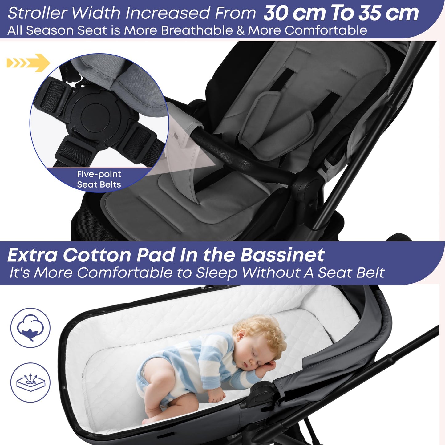 BabyVoyage Kombikinderwagen 2-in-1 ohne Babyschale – Babywanne & Sportsitz, Räder 360° Stoßdämpfer, Federung, höhenverstellbarer Griff, Faltbar, Zubehö-Grün