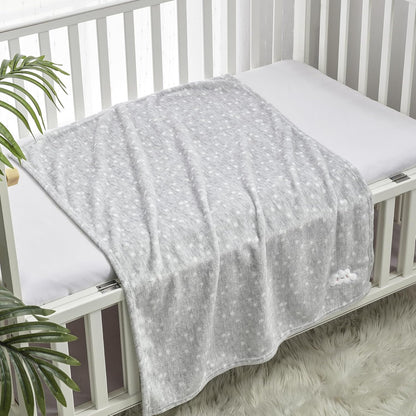 CREVENT Kleine Flauschige warme Baby-Überwurfdecke für Jungen, Kleinkinder, Kinderbett, Kinderwagen, 75 cm x 100 cm, graue Wolke