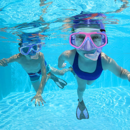 KUYOU Taucherbrille Kinder mit Schnorchel Schnorchelset Schwimmbrille Schnorchelmaske 7-13 Jahre, Dry Top System, Panorama-Weitblick