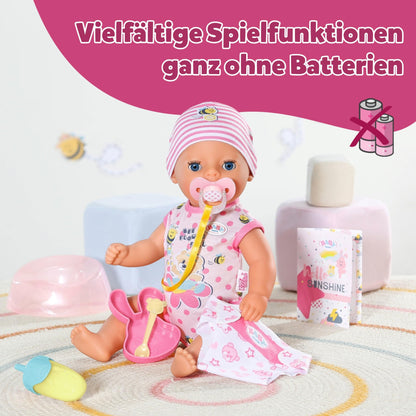 BABY born Lena (Little Baby Girl) 36cm, Babypuppe mit 7 Funktionen für Kleinkinder ab 1 Jahr, funktioniert ohne Batterie, 36 cm große Puppe, Black