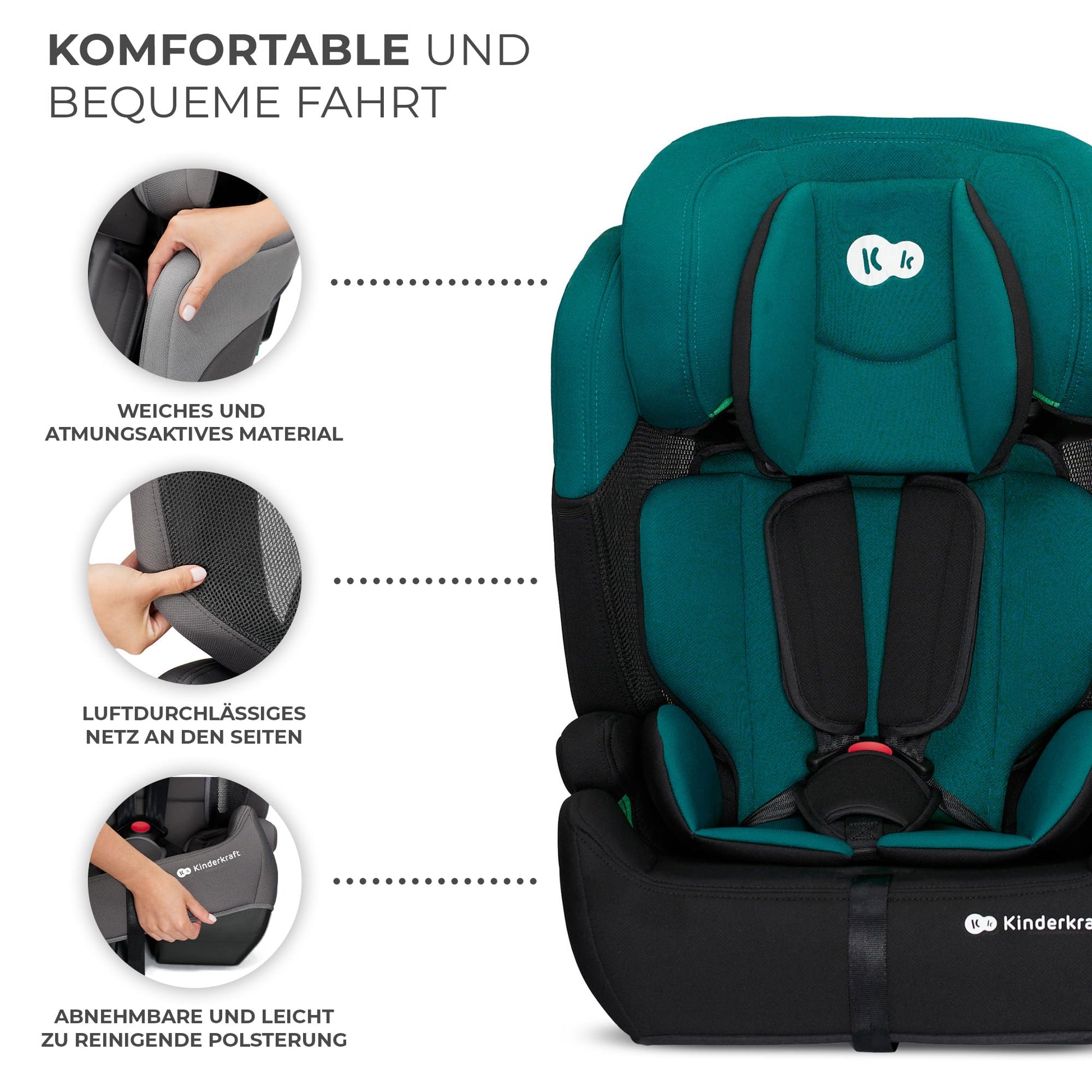 Kinderkraft Kinderautositz COMFORT UP I-SIZE, Autokindersitz, Kindersitz, ein Autositz für Kinder von 76-150 cm, 5-Punkt-Sicherheitsgurt, Einstellbare Kopfstütze, ECE R129/03, Grau - Meloni2