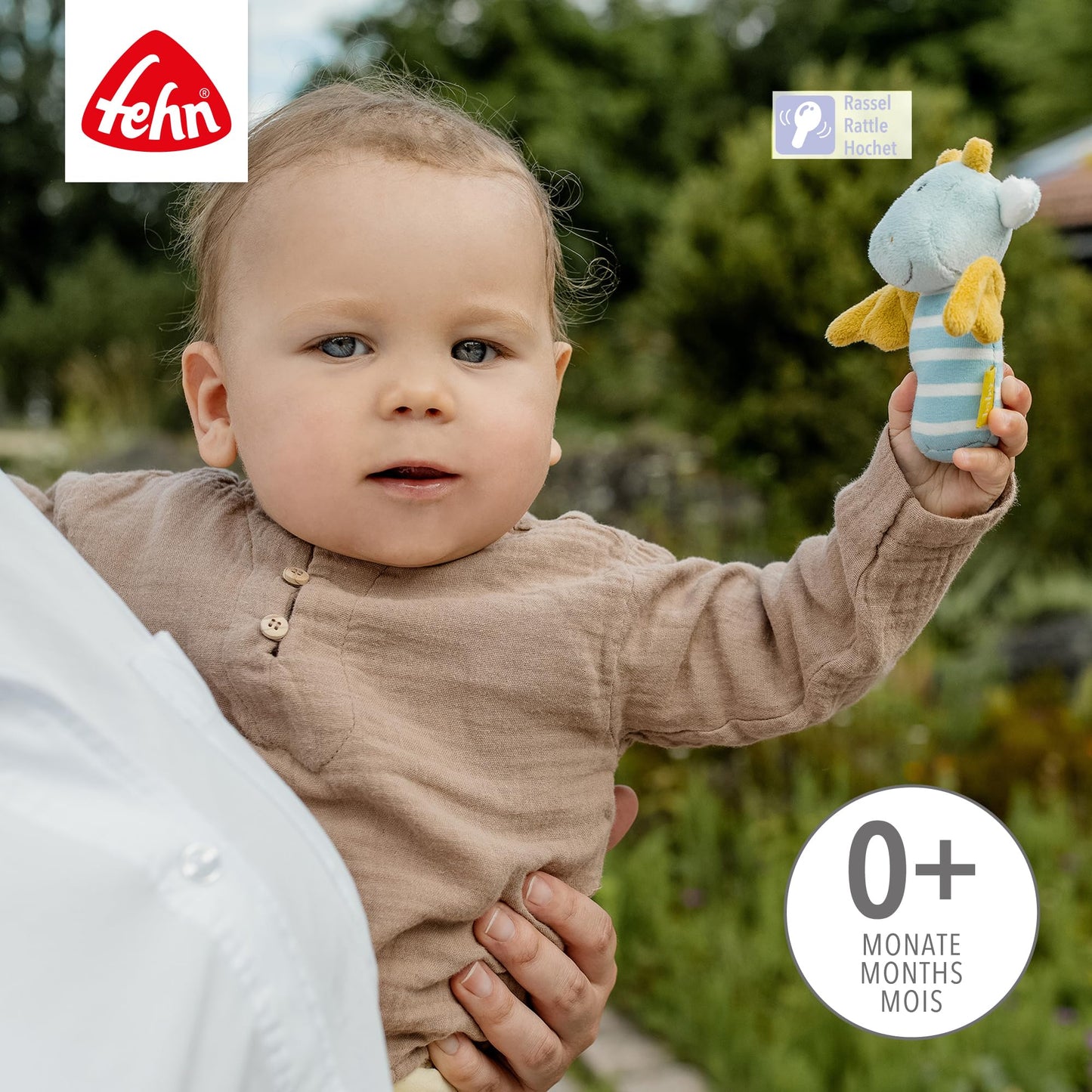 Fehn Mini-Rassel Otter – Mini-Greifling zum Rasseln, Fühlen, Spielen mit kuschelweichem Stoff-Tier – ein treuer Begleiter für Babys und Kleinkinder ab 0+ Monaten