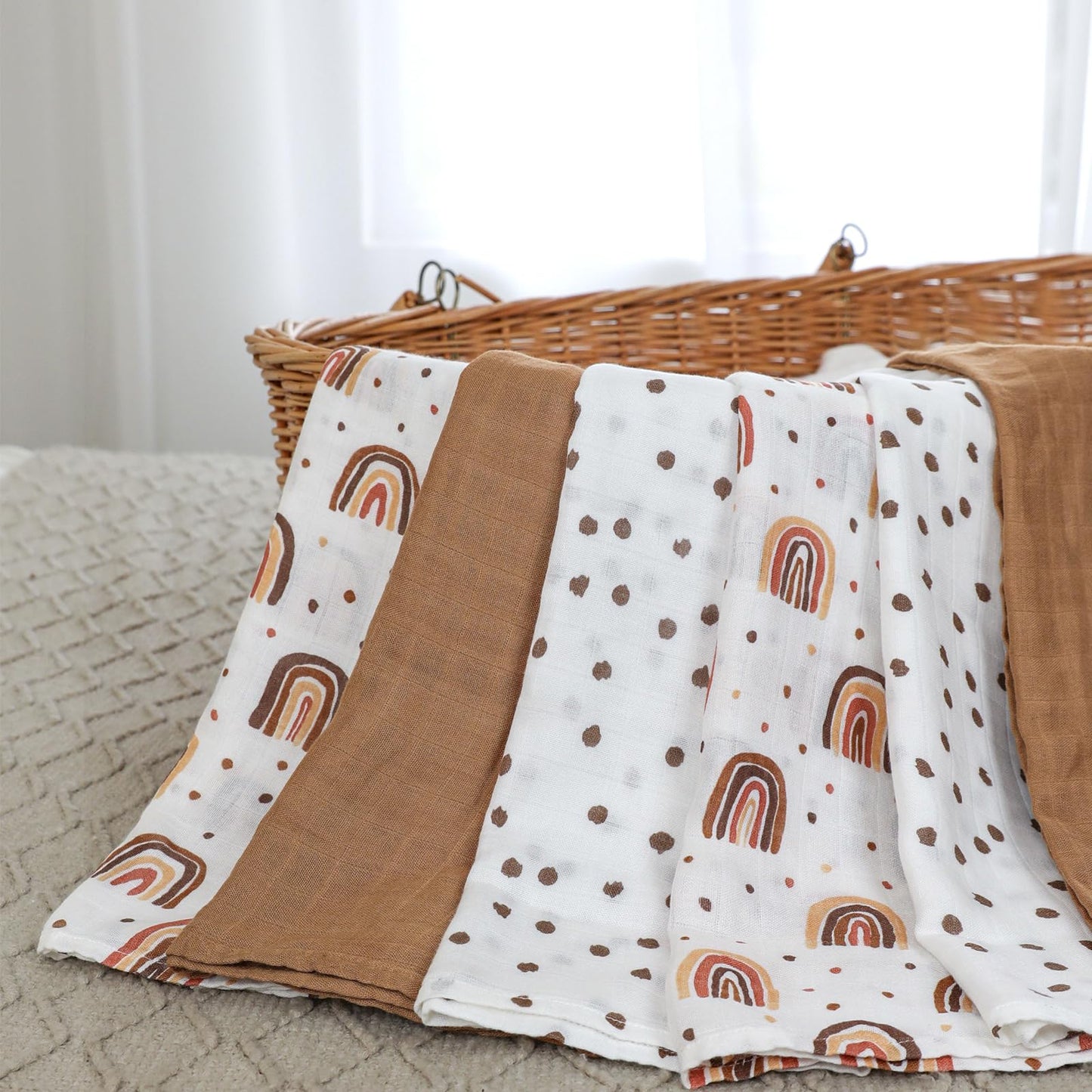 GLLQUEN Musselintücher für Babys, 6 Stück Spucktücher aus Baumwolle 70 cm x 70 cm, saugfähig und atmungsaktiv und ideal zum Reinigen, Abwischen und Abdecken von Neugeborenen