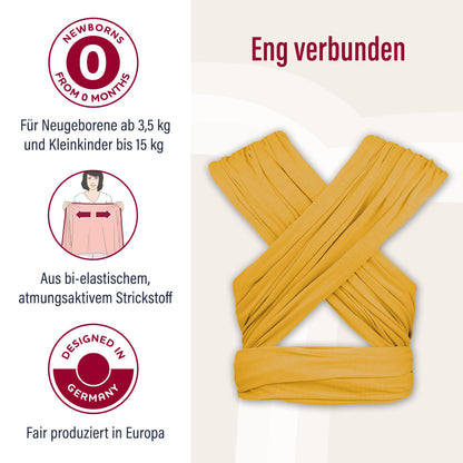 manduca Sling - Babytragetuch - Elastische Babytrage für Neugeborene von der Geburt bis zu 15 kg - Bio-Baumwolle - GOTS zertifiziert