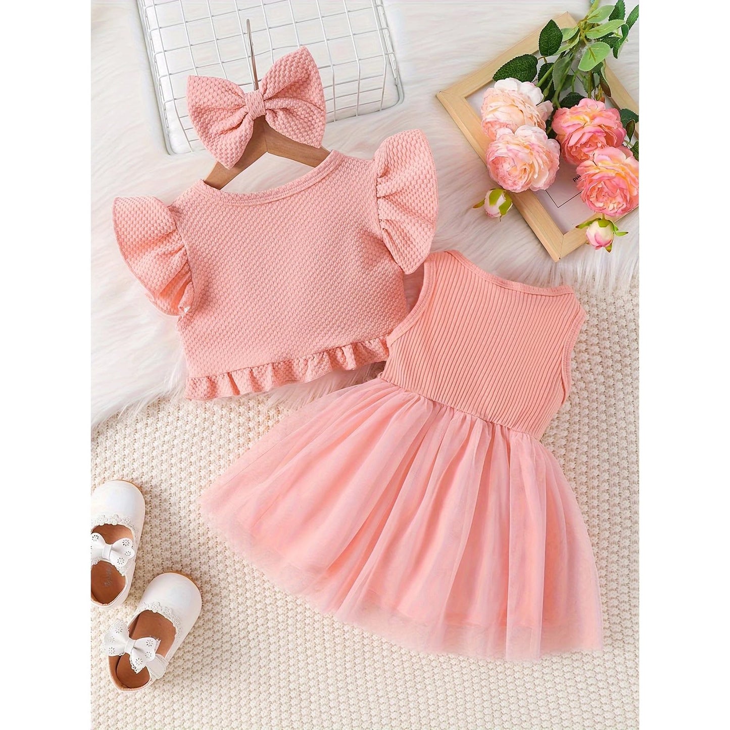 Toddler Baby Girl Dress and Cardigan Set Long Sleeve Cotton Princess Tutu Dresses with Outfits Coat
