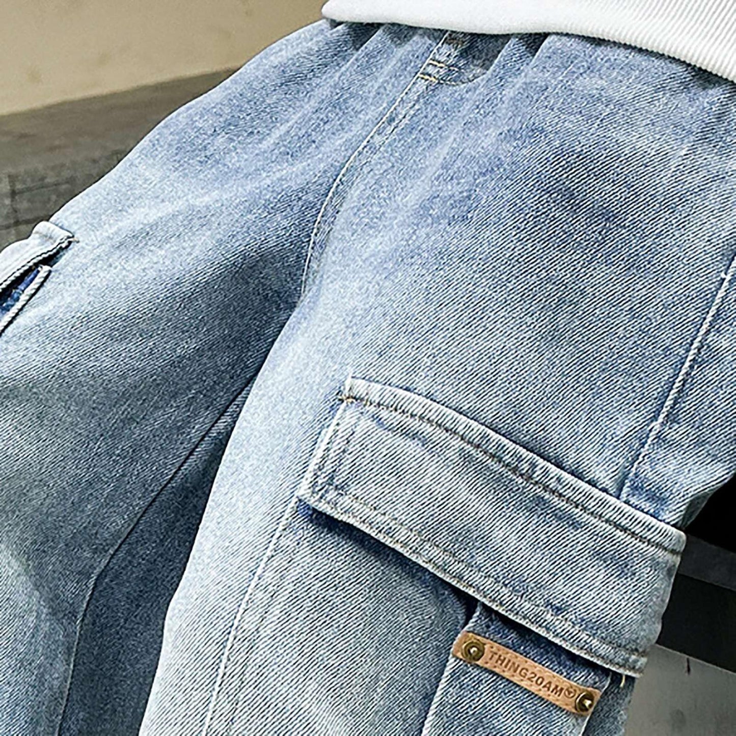 Children's Baggy Jeans Boys Wide Leg Jeans Loose Fit Denim Vintage Trousers Casual Wide Leg Jeans Streetwear Outdoor Vintage Loose Fit Baggy Jogging Bottoms Boys Black Trousers Cargo Trousers Pants