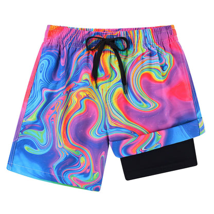 Fanient Badehose Jungen Schwimmshorts - 2 in 1 Badeshorts mit Kompression Liner für optimalen Komfort