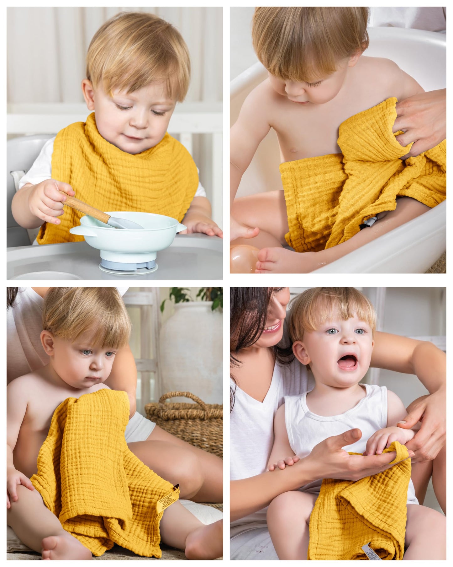 LAYNENBURG 10er-Set Premium Spucktücher Baby aus extra weichem Musselin - 100% Baumwolle - 30x50cm - Oeko Tex 100 - Musselin-tücher als Mulltücher, Mullwindeln oder Stoffwindeln (weiß)