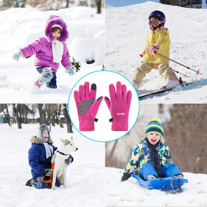 Arcweg Children's Gloves, Fleece, Warm Running Gloves, Winter Gloves, Non-Slip Cycling Gloves, Touchscreen Gloves for Boys and Girls, Finger Gloves for Sports, Outdoor, Camping, Hiking, Running