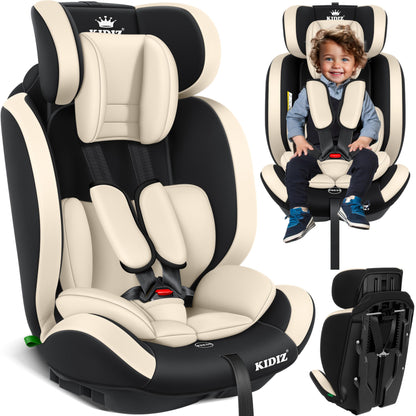 KIDIZ® Autokindersitz Kinderautositz Gruppe 1+2+3 9-36 kg 5-Punkt-Sicherheitsgurt, Autositz, Kindersitz, Einstellbare Kopfstütze, Mitwachsende Sitzerhöhung 1-12 Jahre, Stabil und Sicher - Meloni2