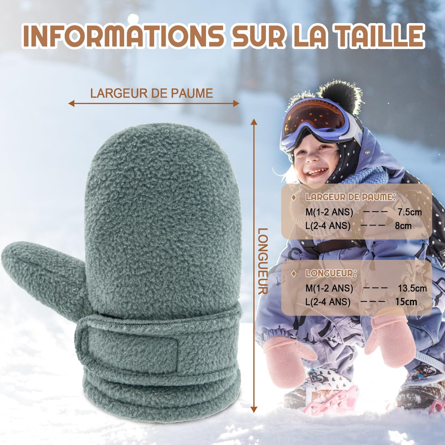 SEYUFN Baby Winter Gloves Fleece Lining Toddler Boys Warm Soft Baby Girls Adjustable Gloves Outdoor Gloves