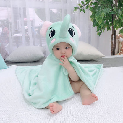 Doladola Baby Decke Babys Tier Design，Flanell Kinder Decke Kapuzenhandtuch für Mädchen und Jungen，Baby Kapuze Badeponcho Kinder Warm（gelbe Ente）