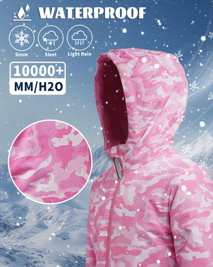 Owntop Children's Unisex Snow Suit Girls Boys Windproof Waterproof Ski Suit with Hood Zip 98-122