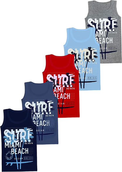 LOREZA ® 5 Pack Jungen Unterhemden aus Baumwolle Tank Top Unterwäsche Knaben