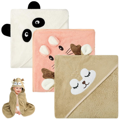 Aolso Hooded Towel Baby, 80 x 80 cm Baby Towel Hood, Baby Wash Cloth, Coral Fleece Baby Towel with Hood for Newborns, Soft and Super Absorbent, Unisex (Grey Elephant)