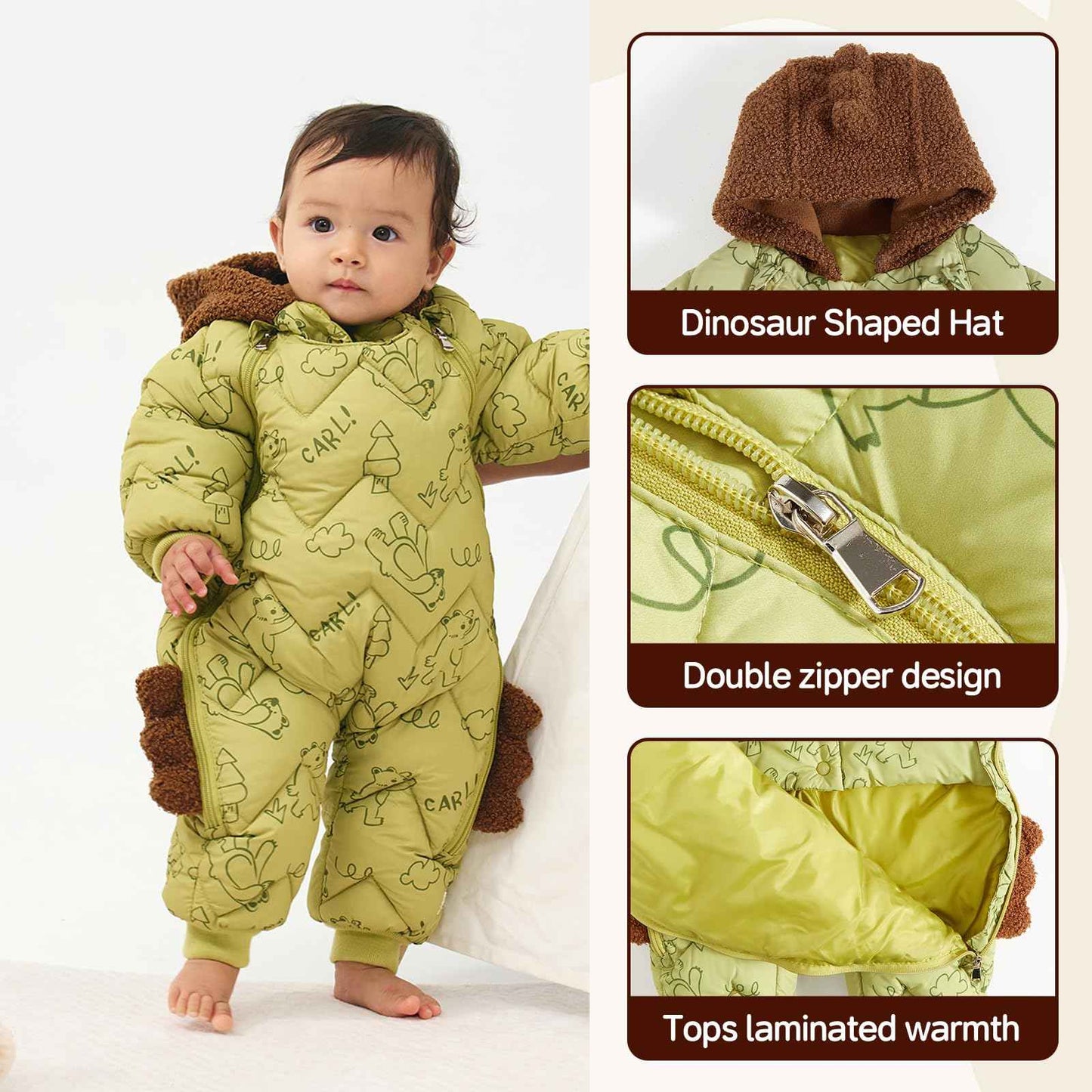 JiAmy Baby Snowsuit, Baby Boys Girls Winter Jumpsuit Romper Newborn Snow Overall for 6-24 Months