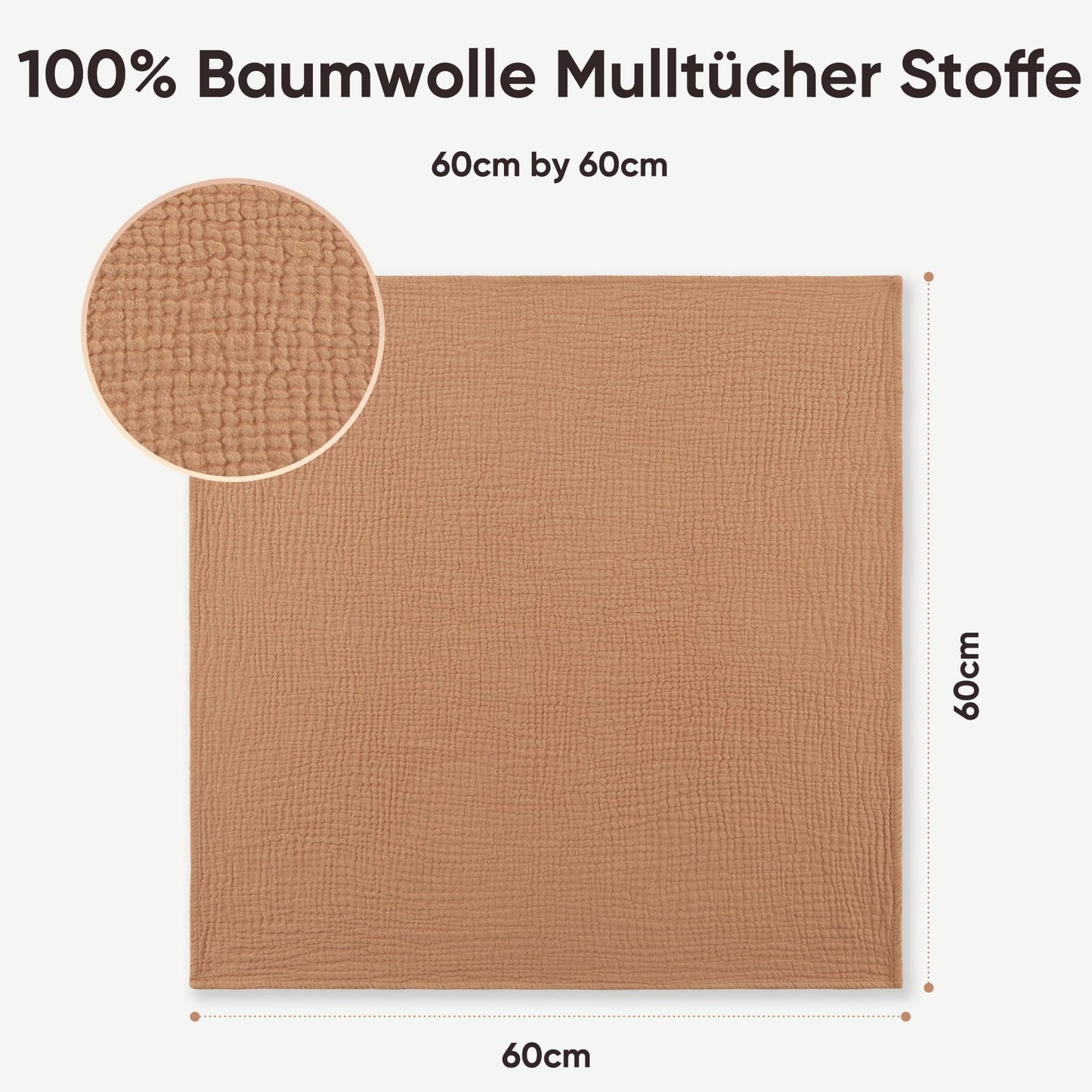 Bearmoss Moltontücher Baby 100% Baumwolle Weiche Spucktücher Baby,Atmungsaktiv und Extrem Saugfähig Musselin Tuch für Saugstark Mulltücher 4er 60x60cm (Brauner Druck)