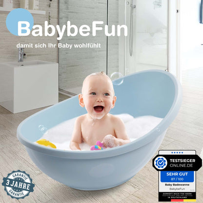 BabybeFun Baby Badewanne mit Badewanneneinsatz für Neugeborene [Testsieger] Rutschfeste Babybadewanne für Babys und Kleinkinder [0-12 Monate] Babywanne für Dusche Badewanne Weiß