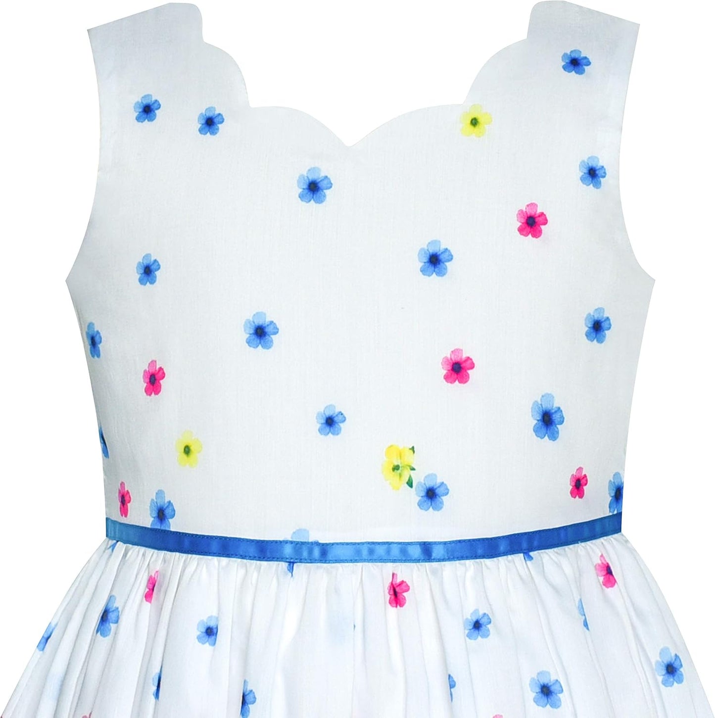 Sunny fashion girls' sleeveless polka dot dress rose garden green print size