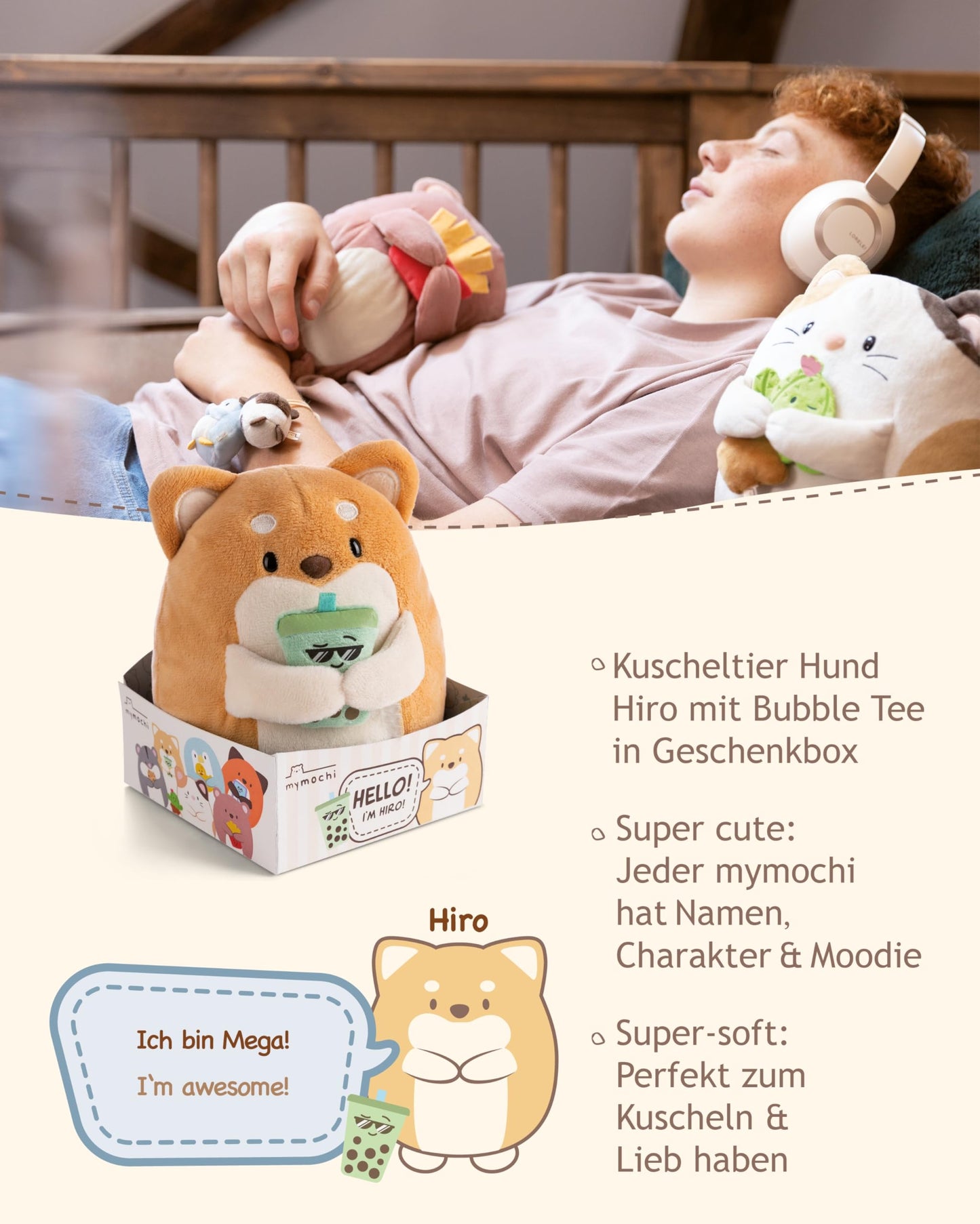 NICI MYMOCHI Fuchs Kuscheltier Geeks 16 cm mit Videospiel in Geschenkbox 11x12x6,5 cm, Flauschiges Stofftier zum Kuscheln, Spielen und Liebhaben - 61151