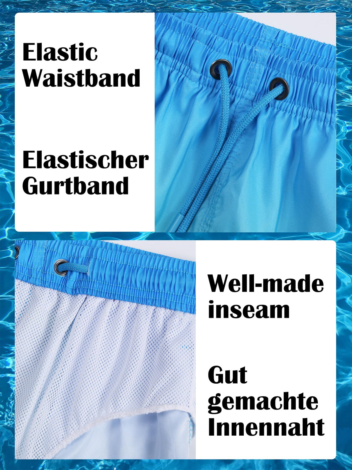 Badehose Jungen Farbverlauf Badeshorts mit Meshfutter und Verstellbarem Tunnelzug