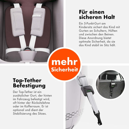 Daliya® Kindersitz ROTAZIONE | I-SIZE 40-150 cm | 8 Pos. | Isofix | (SIP) | Top Tether | 360° | 5 Punkt Gurt | Gruppe 0+ / I/II/III 0-36 KG | Neueste Zulassungs UN ECE Reg. 129 (Beige) - Meloni2