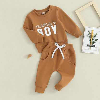 Baby Boys' Two-Piece Outfit, Long Sleeve Sweatshirt + Trousers, 2-Piece Set, Baby Clothing, 0-3 Years, Children's Outfit for Baby Boys 