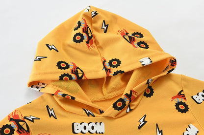 CM-Kid Hoodie Boys Hoodie Long Sleeve Colourful Children's Sweatshirts Tractor Truck Dinosaur Tops 1-7 Years Size 92-134
