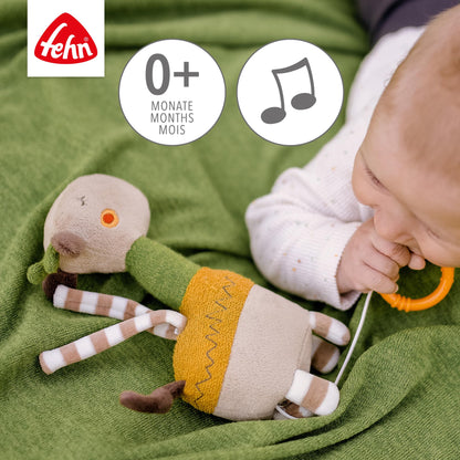 Fehn Mini-Spieluhr Fee – Kuscheltier & Einschlafhilfe: Aufzieh-Spieluhr mit sanfter Melodie „Schwanensee“ beruhigt in jeder Situation – für Babys und Kleinkinder ab 0+ Monaten