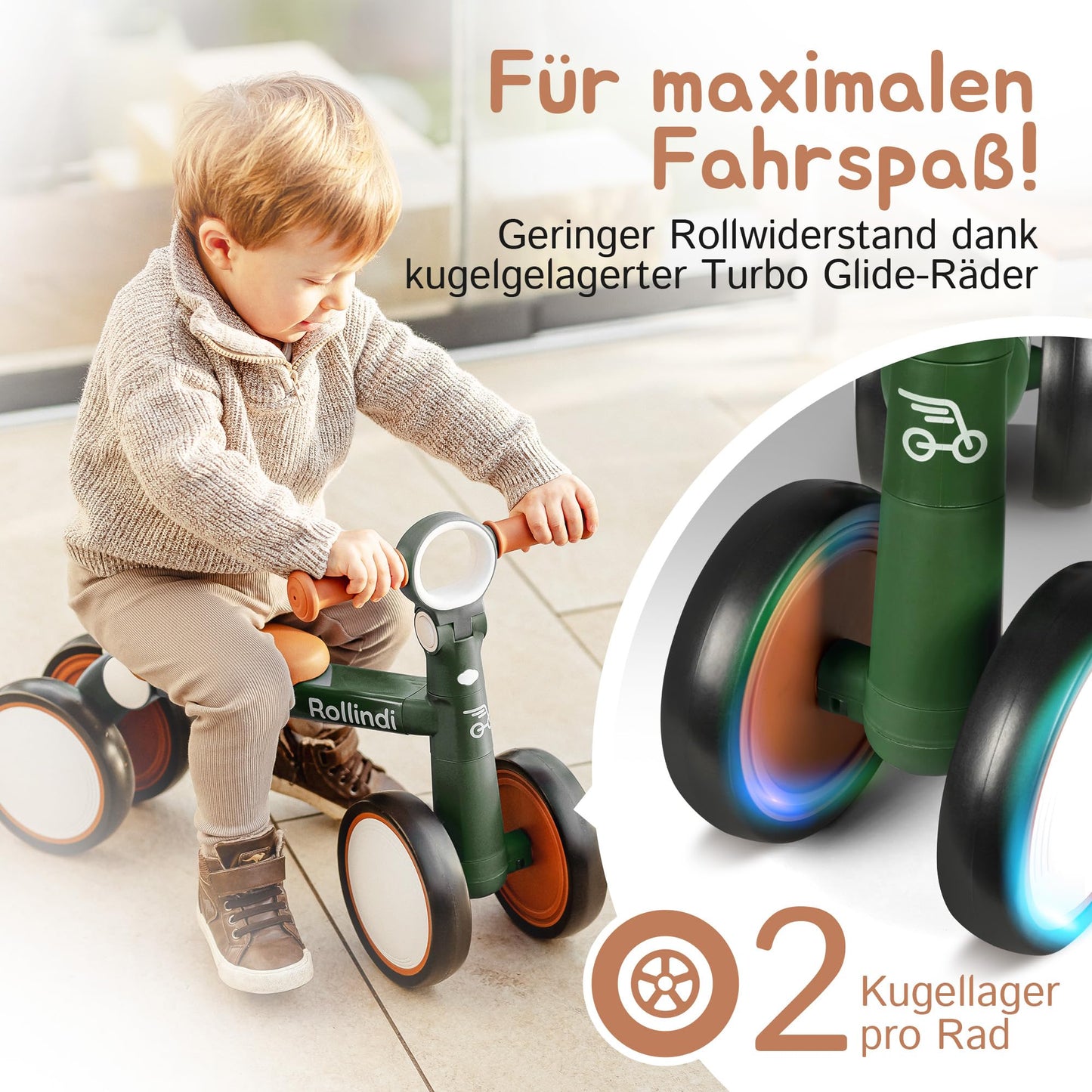 Rollindi Kinder Laufrad ab 1 Jahr [Mitwachsend] Kippsicher Leicht Lauflernrad Baby Fahrrad Rutschauto Jungen und Mädchen von 12-36 Monate | Neues Modell, Blau - Meloni2