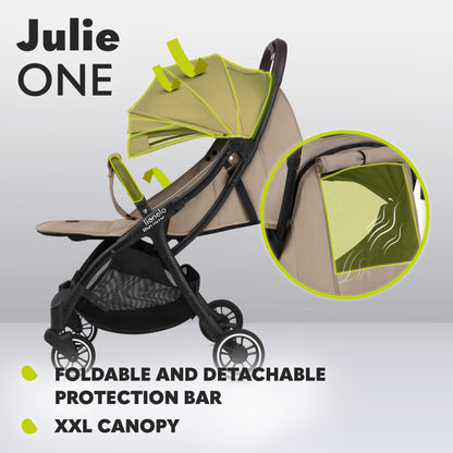 LIONELO Julie One Buggy Pushchair up to 22 kg, Adjustable Backrest and Footrest, Mosquito Net, Leg Warmer, Drink Holder and Transport Bag, Foldable
